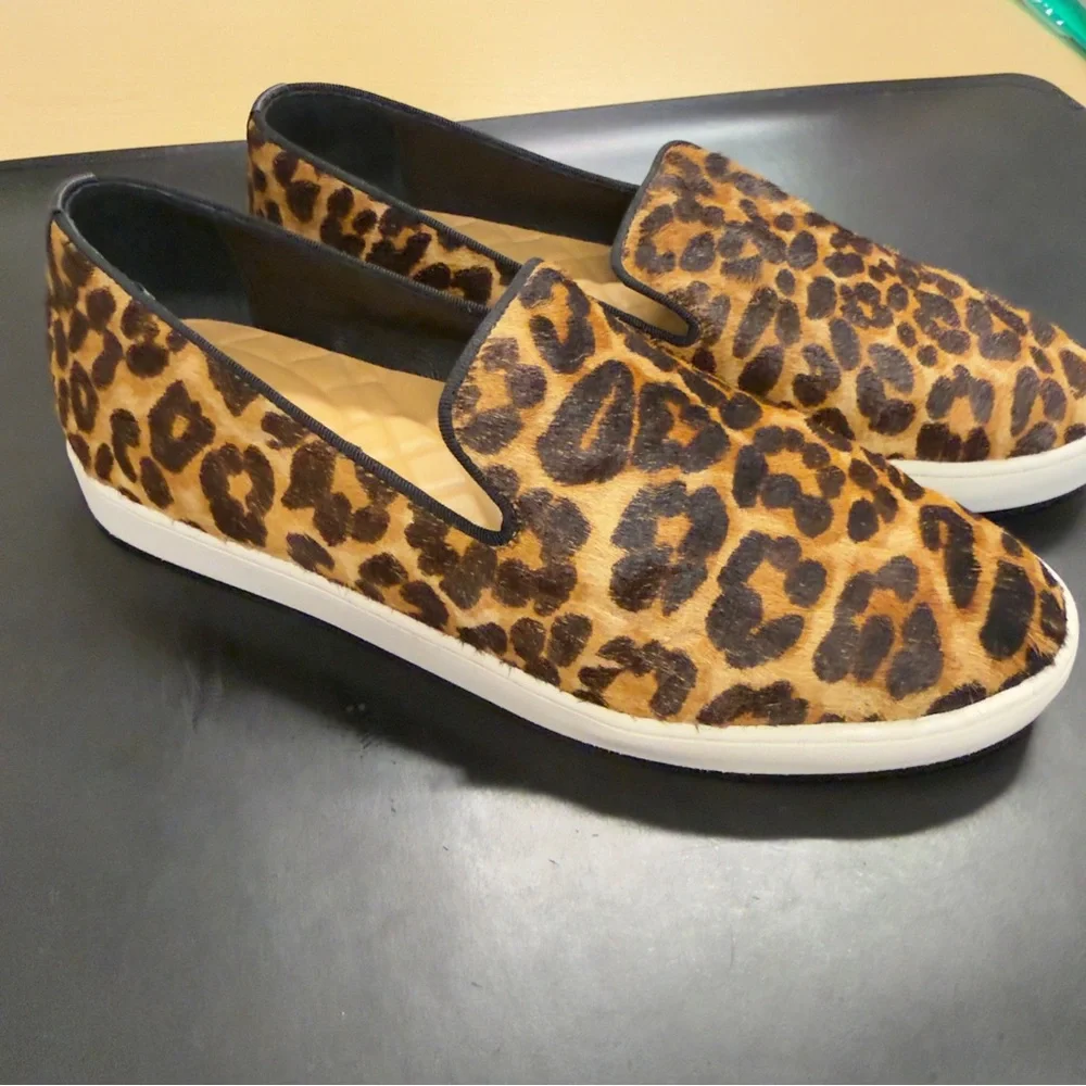 Birdies The Swift Leopard Print Calf Hair Slip-On Sneakers Size 8